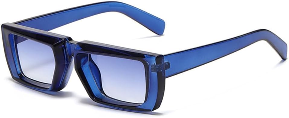 

Винтажные прямоугольные солнцезащитные очки для женщин в стиле панк, солнцезащитные очки в маленькой оправе для мужчин, модные очки UV400, стильные очки MTZJH, Blue-blue