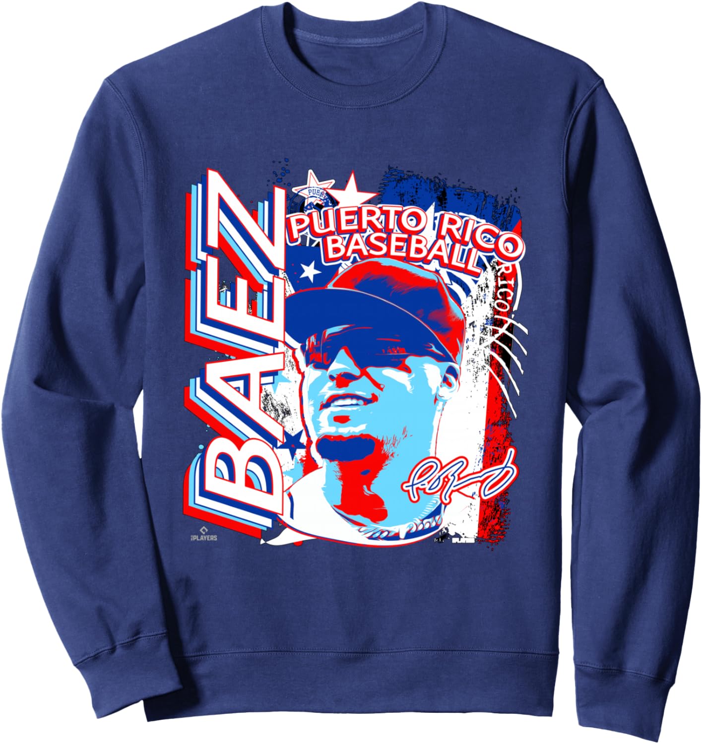 

Толстовка с изображением Хавьера Баэса, члена Международной бейсбольной ассоциации Пуэрто-Рико (MLBPA), синяя Ryno Sports