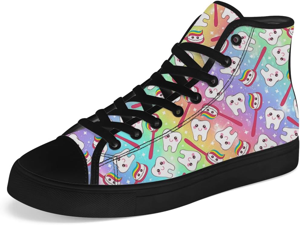 

Мужские и женские высокие кеды на канве, зубные высокие кроссовки, шнуровка, повседневная обувь Chebing, 616 Rainbow