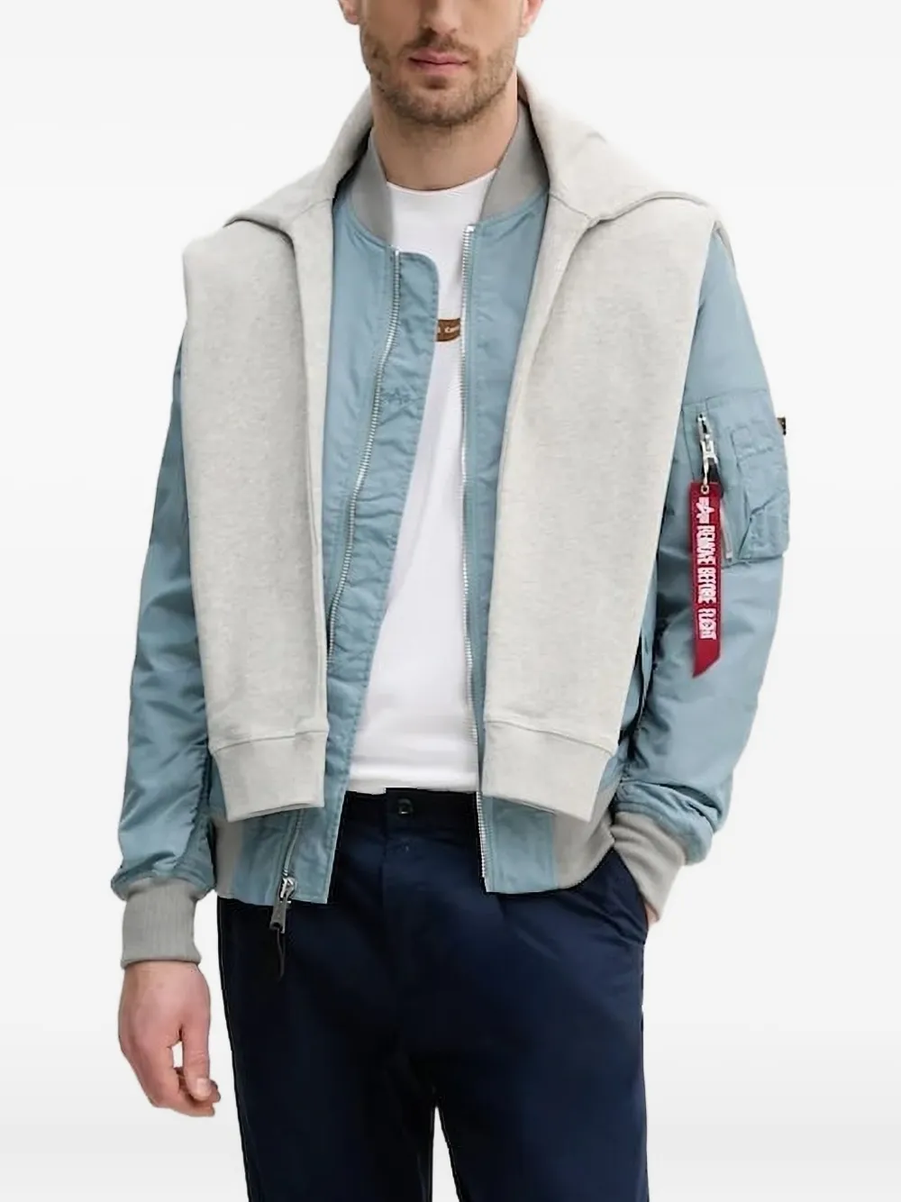 

Бомбер с карманами карго Alpha Industries, синий