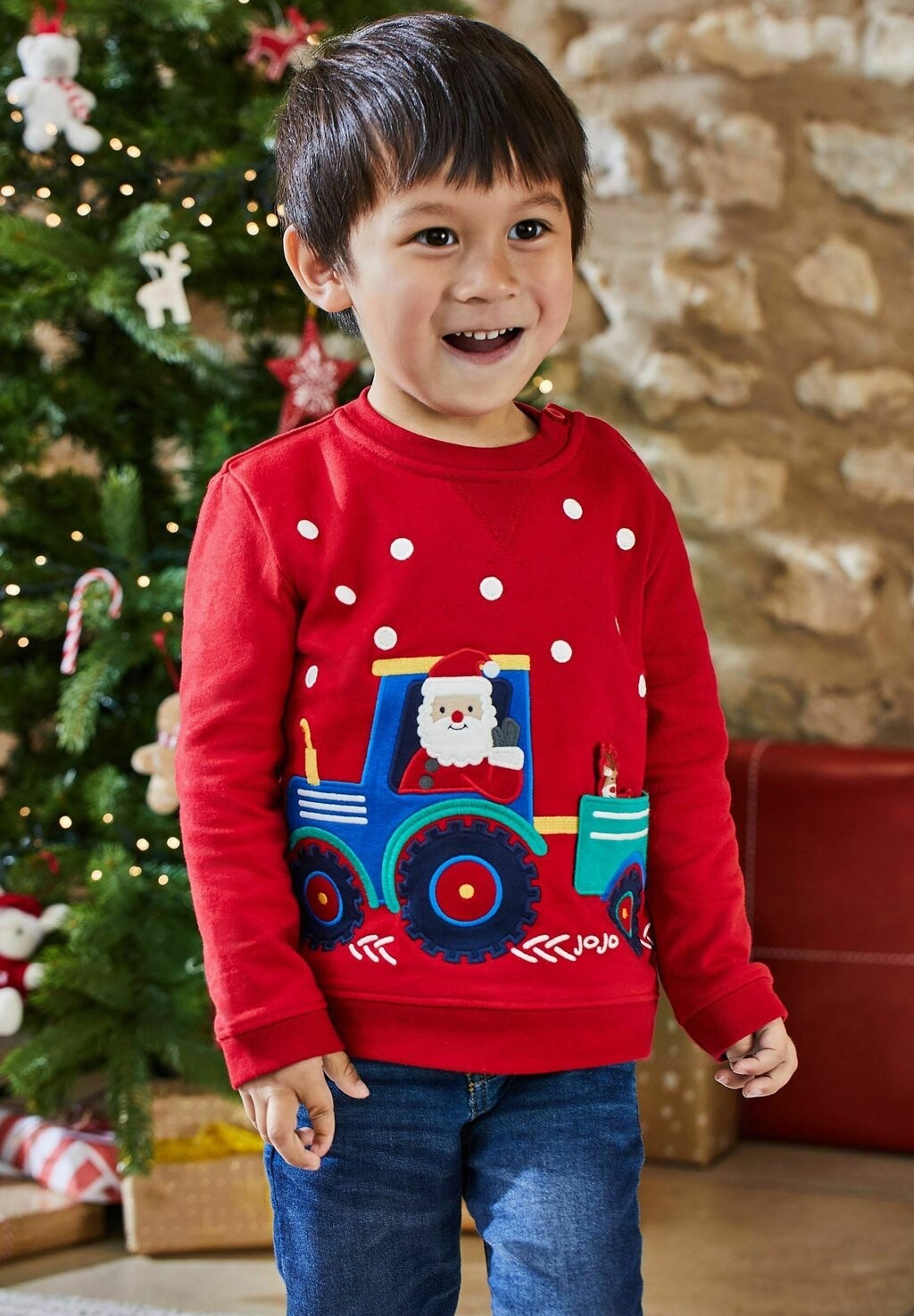 

Толстовка Reindeer JoJo Maman Bébé, цвет red santa in a tractor