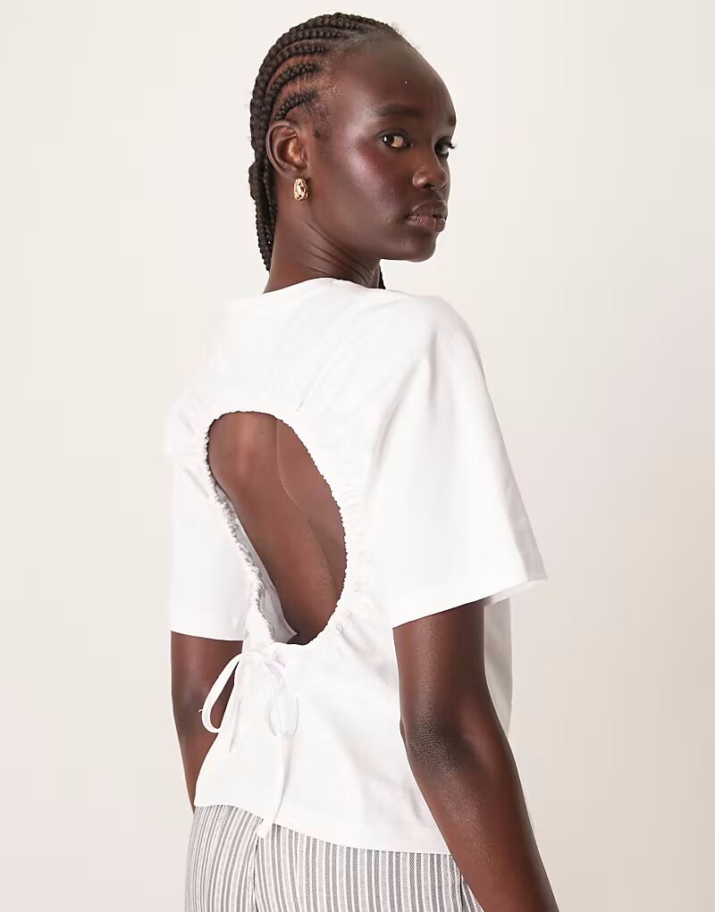 

Футболка свободного кроя ASOS DESIGN белого цвета с завязкой на спине