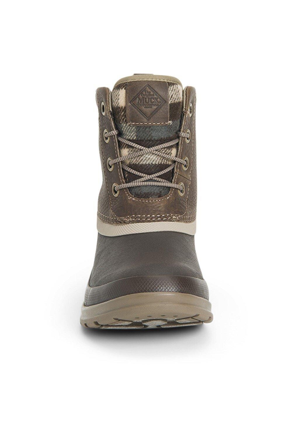 Женские резиновые ботинки Muck Boots короткие на шнуровке, темно-коричневый — фото 3