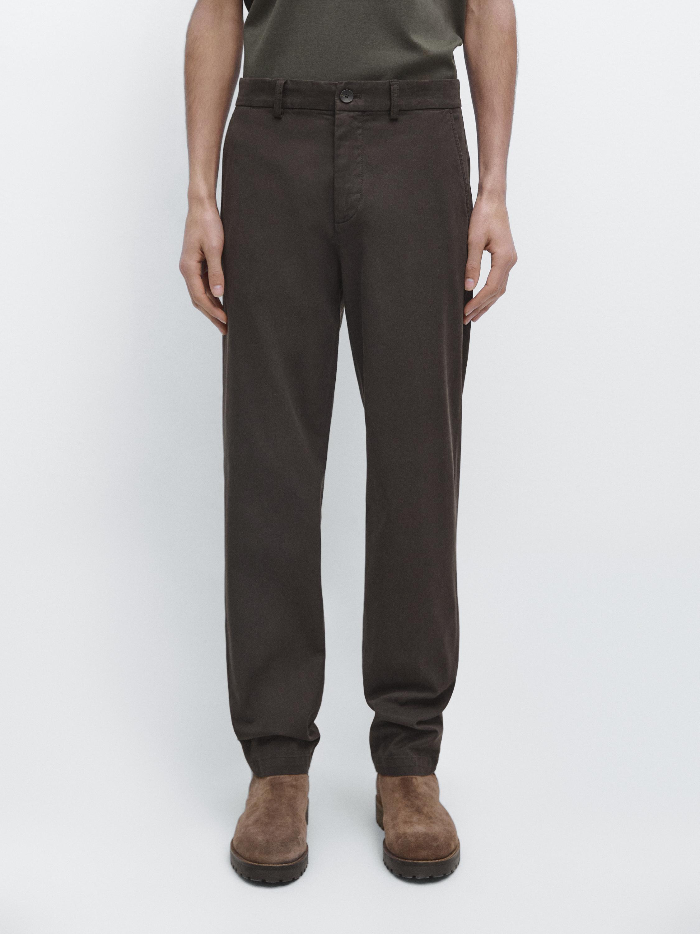Брюки jogger из хлопковой смеси Massimo Dutti, brown — фото 3