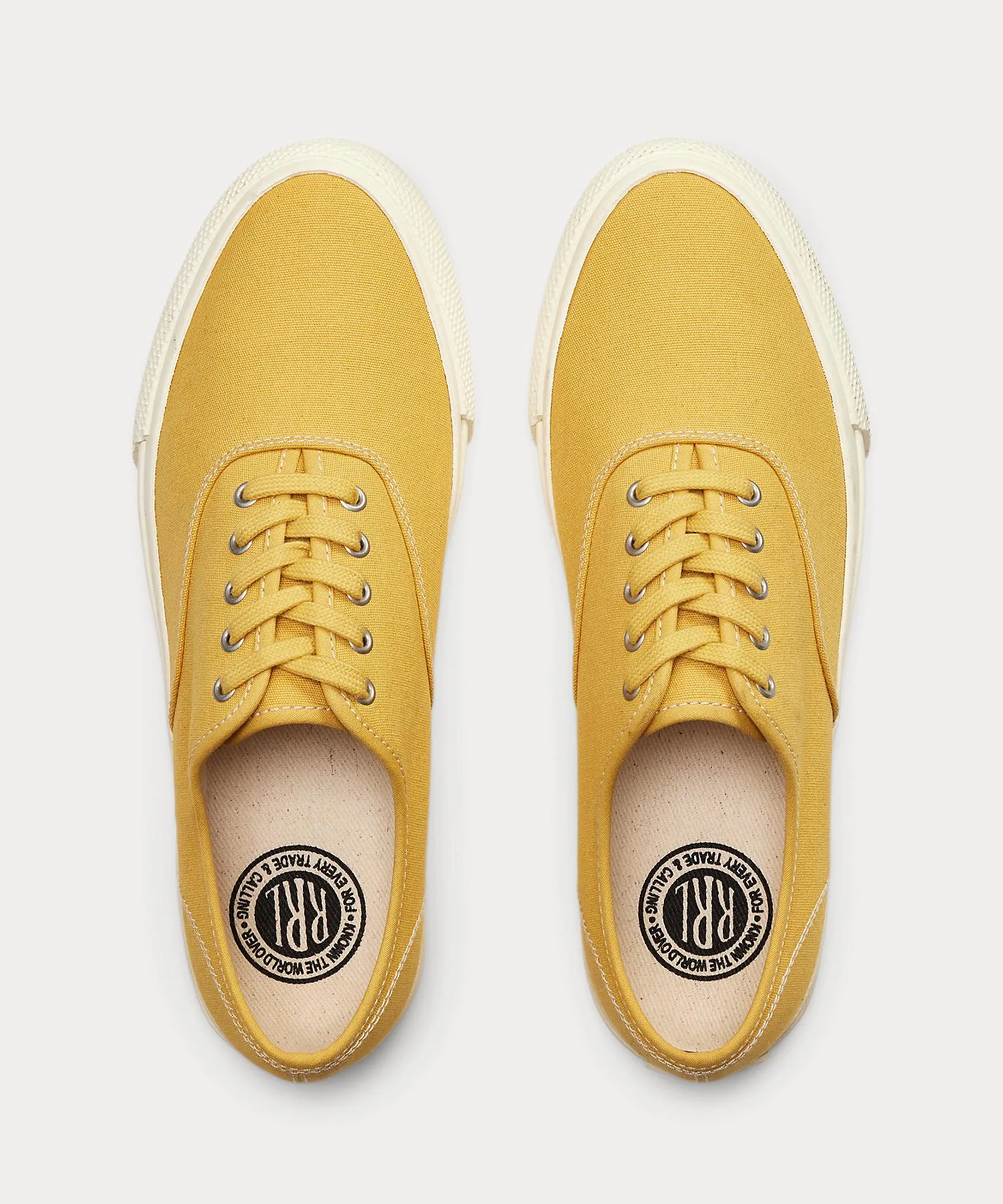 Мужские кроссовки из хлопка RRL Canvas Sneaker желтые — фото 3