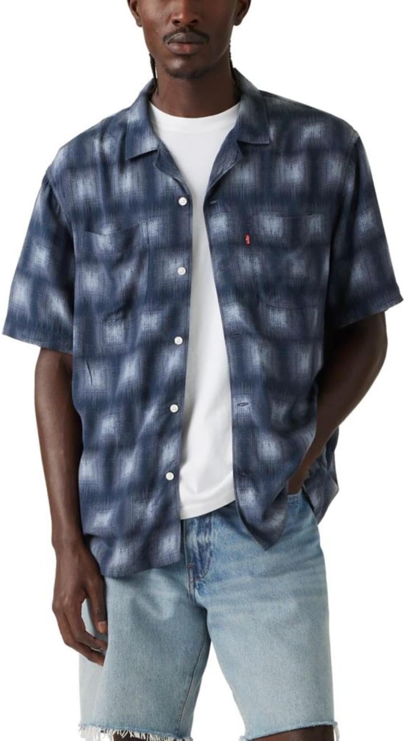 

Мужская классическая рубашка Camper с коротким рукавом Levi's, (New) Jude Textured Geo Dress Blues