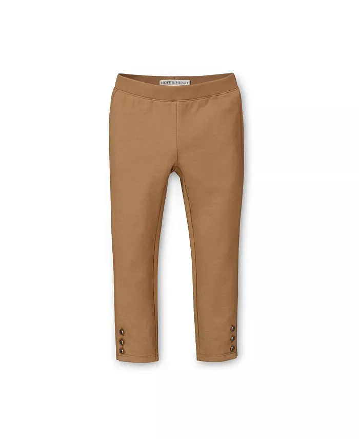 

Детские брюки-джоггеры для девочек с манжетами на пуговицах Hope & Henry, коричневый
