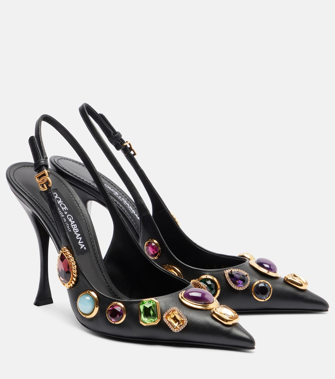 Туфли-лодочки DG с кожаной отделкой и ремешком на пятке Dolce&Gabbana, Nero