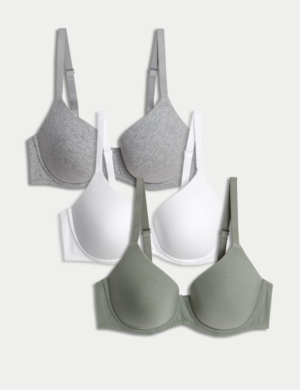 

3pk Wired Full Cup T-Shirt Bras AE Marks & Spencer, зеленый