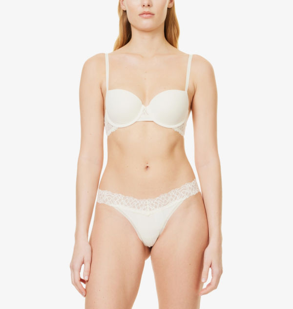 Бюстгальтер-Балконет Attraction Light Line с кружевной отделкой из эластичной ткани Calvin Klein, белый — фото 2