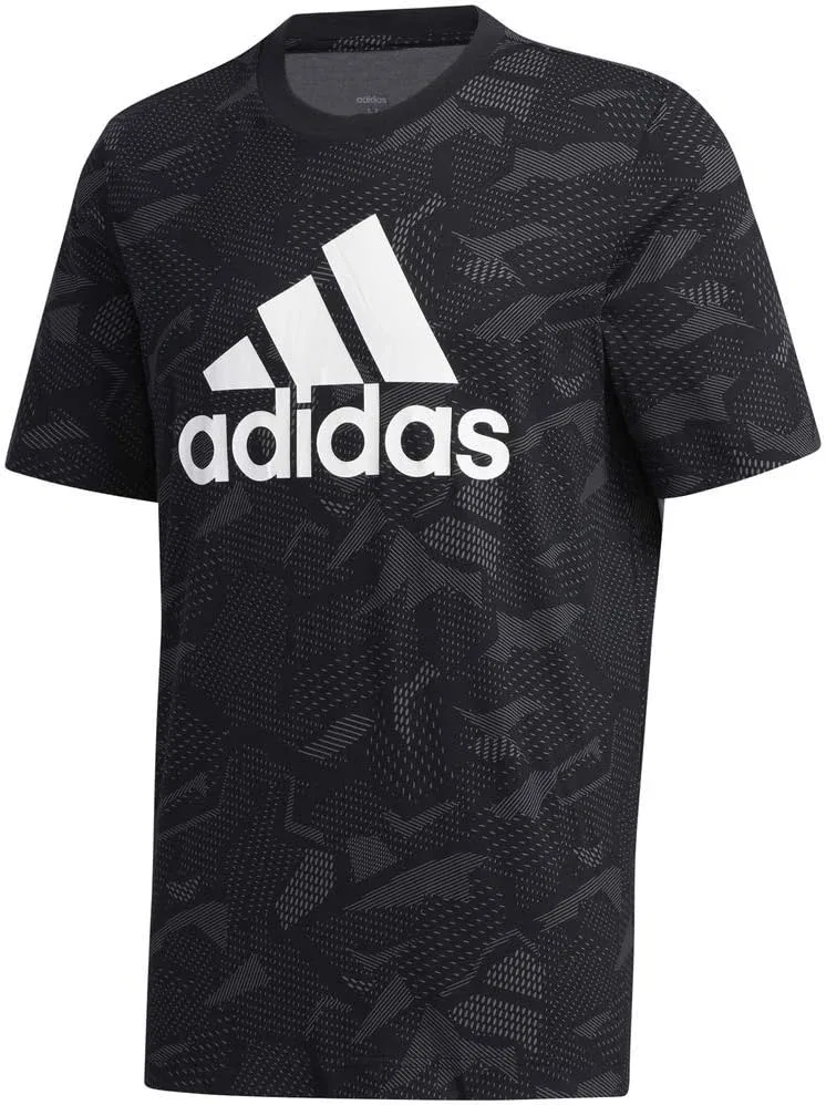 Футболка Adidas Essentials All Over Print, черно-белый — фото 4