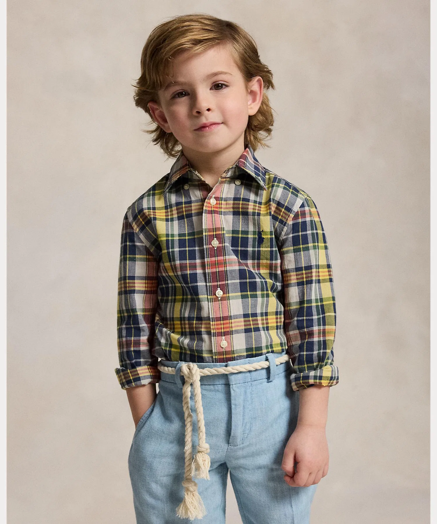 Детская рубашка Polo Ralph Lauren в клетку из хлопка