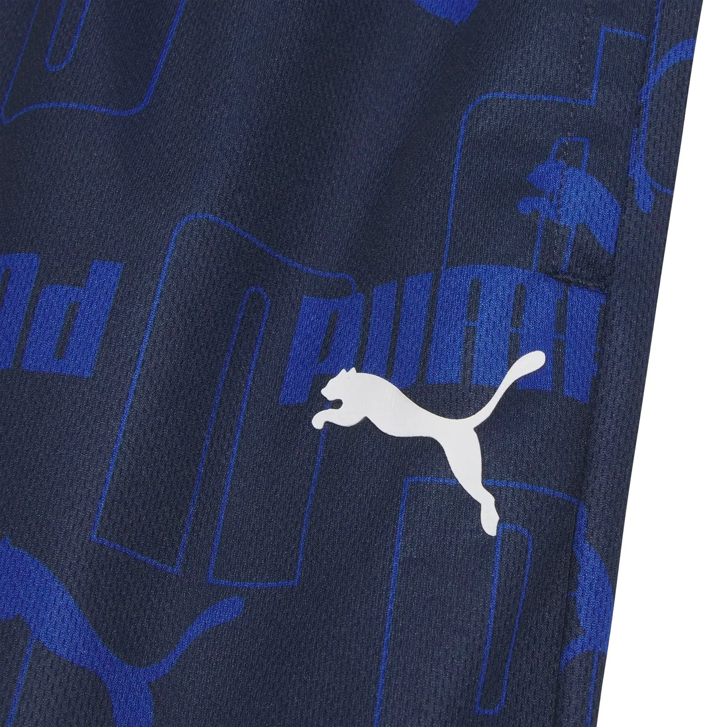 Детские спортивные шорты Puma Essential, с логотипом и принтом, эластичный пояс, Navy Print - Mesh — фото 4