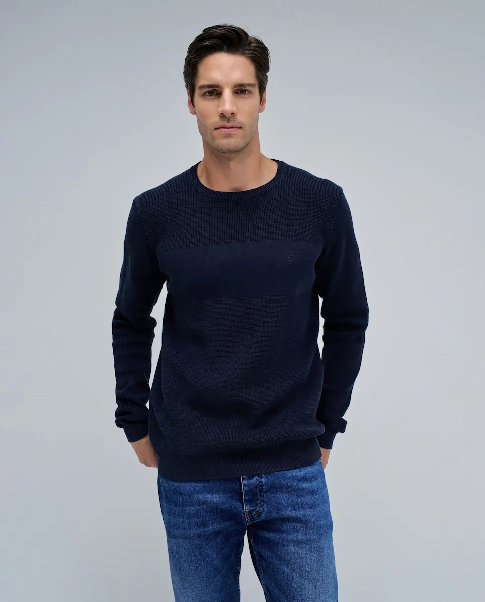 

Мужской свитер с фактурной вязкой Salsa Jeans, темно-синий