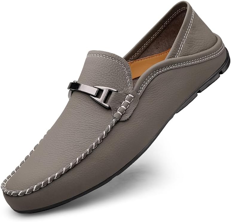 

Мужские стильные кожаные повседневные слипоны из мягкой кожи, удобные лоферы Lhyxu, хаки