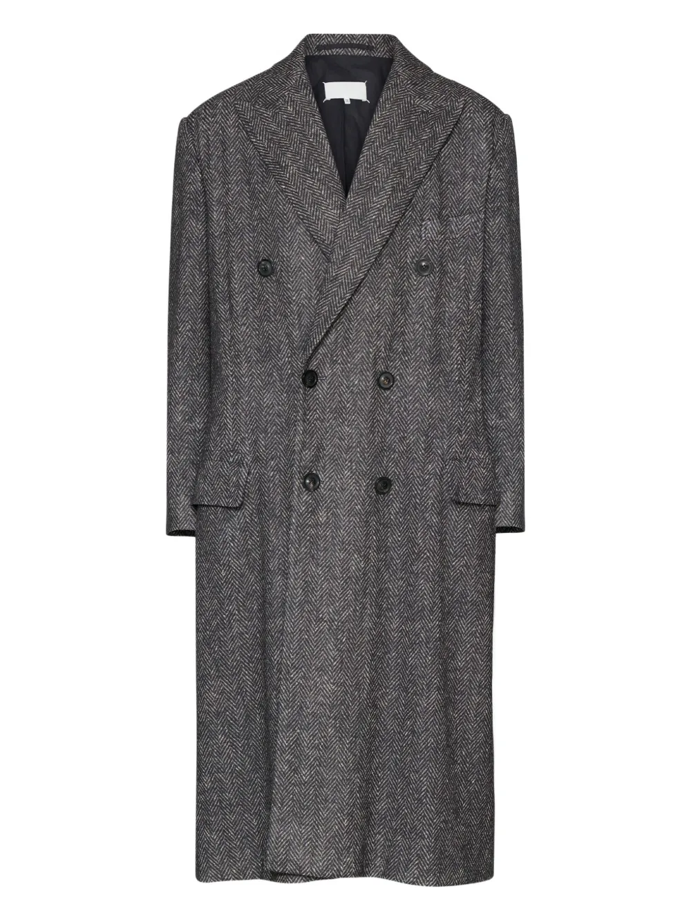 

Двубортное пальто с узором в елочку MAISON MARGIELA, серый
