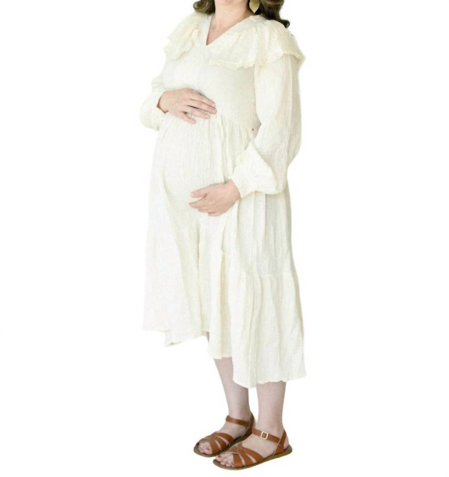 

Платье из марлевого кружева кремового цвета Liv Maternity