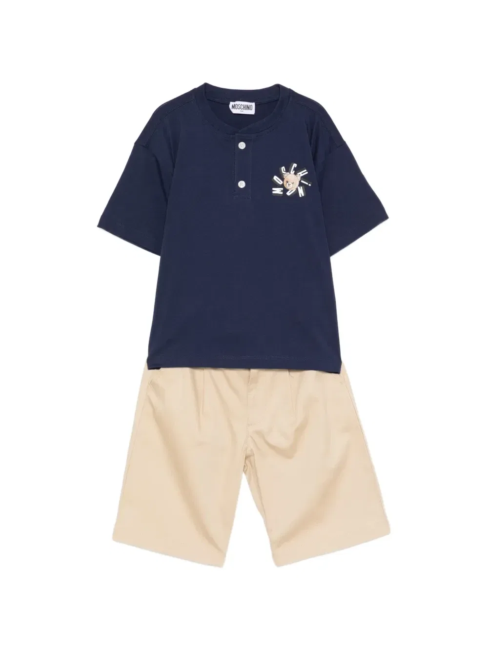 Комплект из футболки и шорт с принтом Moschino Kids, синий