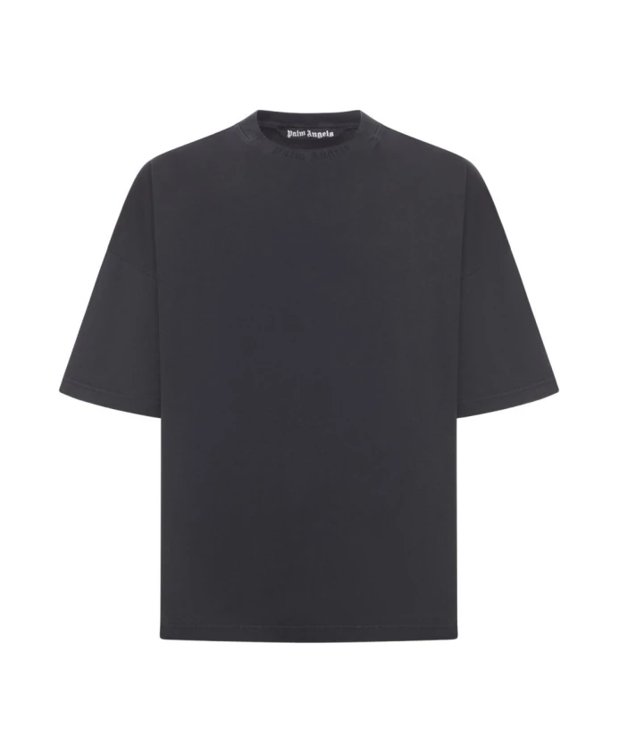 

Футболка со свободным воротником и изогнутым логотипом Palm Angels, черный