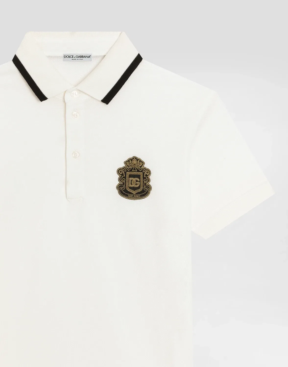 Рубашка-поло из пике с геральдической нашивкой DG DOLCE & GABBANA, белый — фото 3