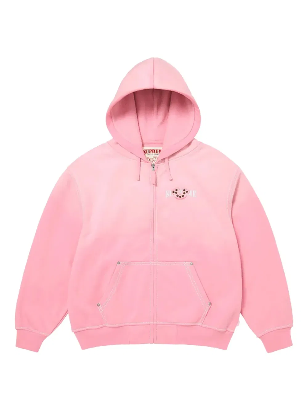 Толстовка на молнии с надписью "X true religion" Supreme, розовый