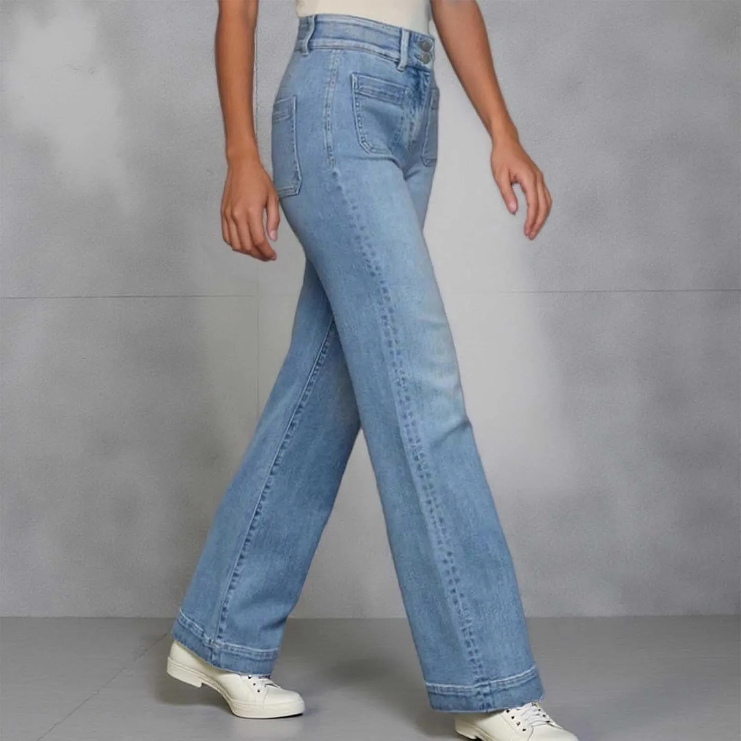 Женские джинсы Wide Leg Casual Straight Leg Baggy Loose Denim с карманами — фото 3