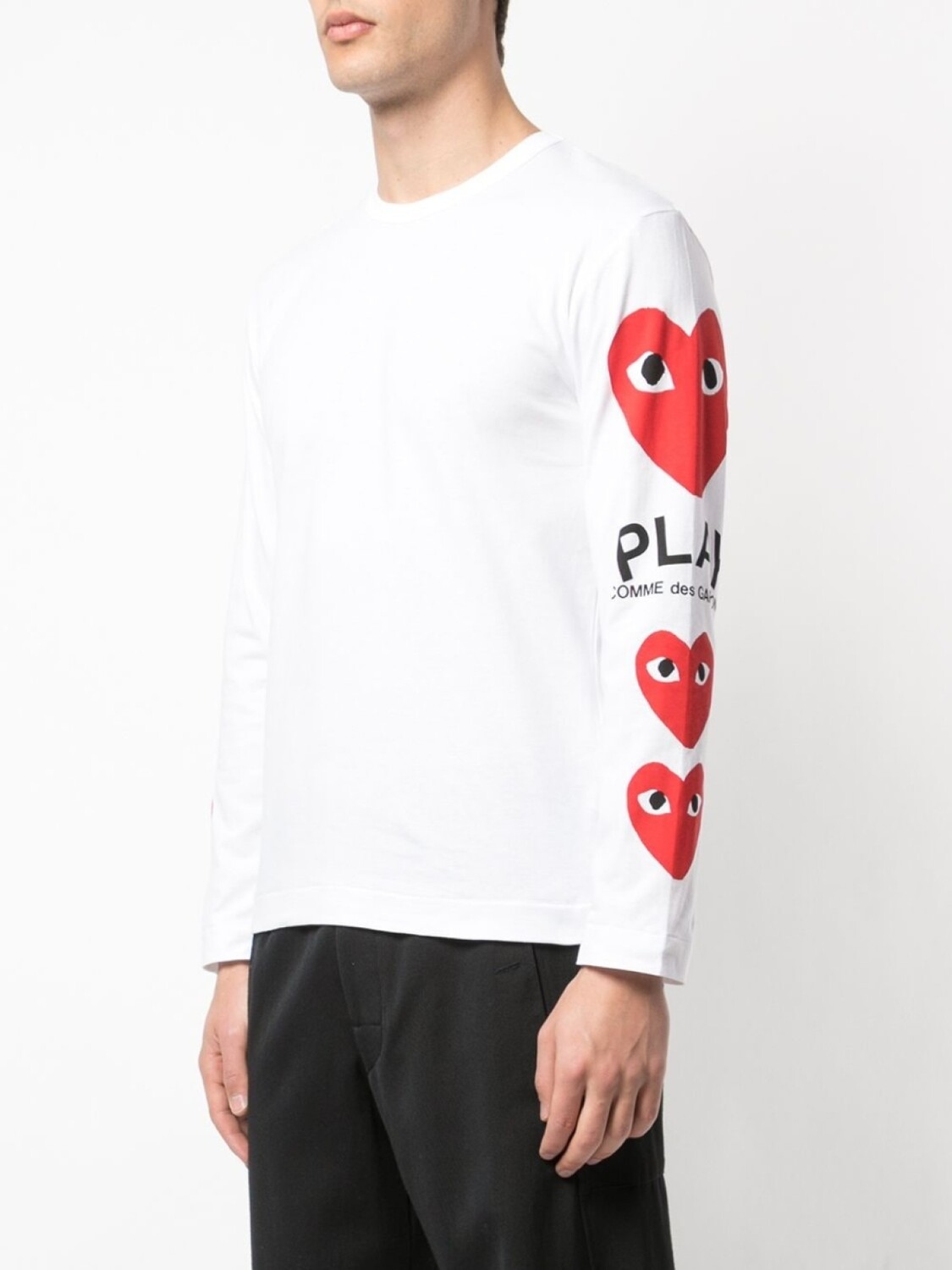 Comme Des Garçons Play футболка с принтом на рукавах, белый — фото 3