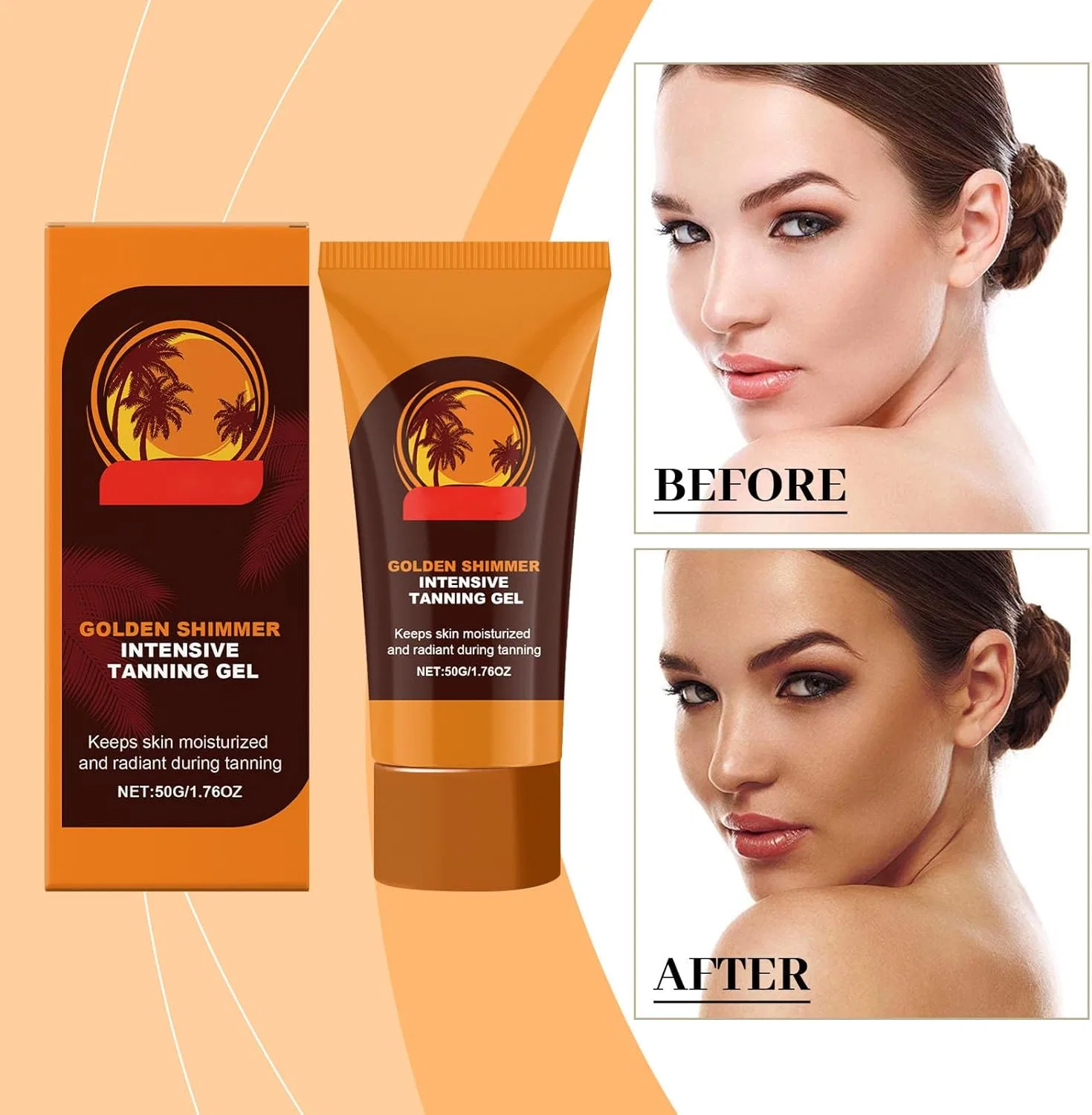 Автозагар Carotene Gold Intensive Tanning Gel 0 с блестками 50 г Generic — фото 3