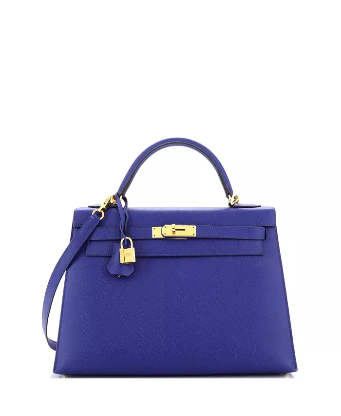 

Сумка Kelly 32 Blue Epsom с золотой фурнитурой Pre-Owned HERMÉS, синий