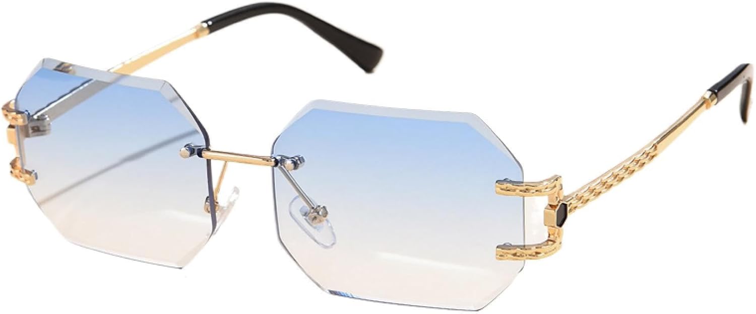 

Солнцезащитные очки с защитой от УФ-излучения UV400 | Безободковые очки с улучшенными линзами | Для женщин и мужчин, для занятий спортом на открытом воздухе и вождения DSVIGF, Blue