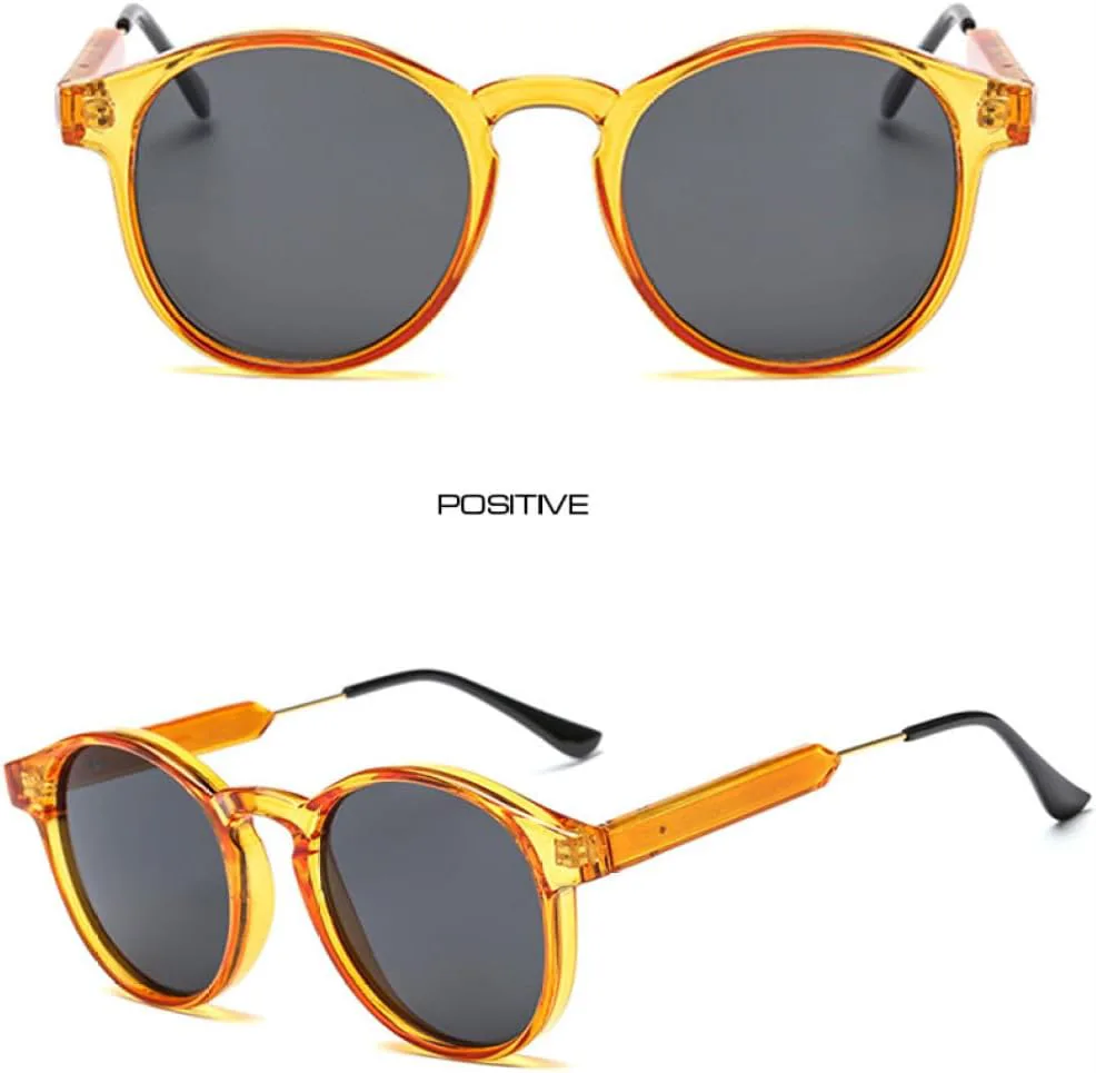 

Модные круглые солнцезащитные очки для женщин, мужчин и унисекс, в крупной оправе, в стиле ретро, ​​оранжевые, с защитой от УФ-излучения UV400 TYUVIVO, Orange-black