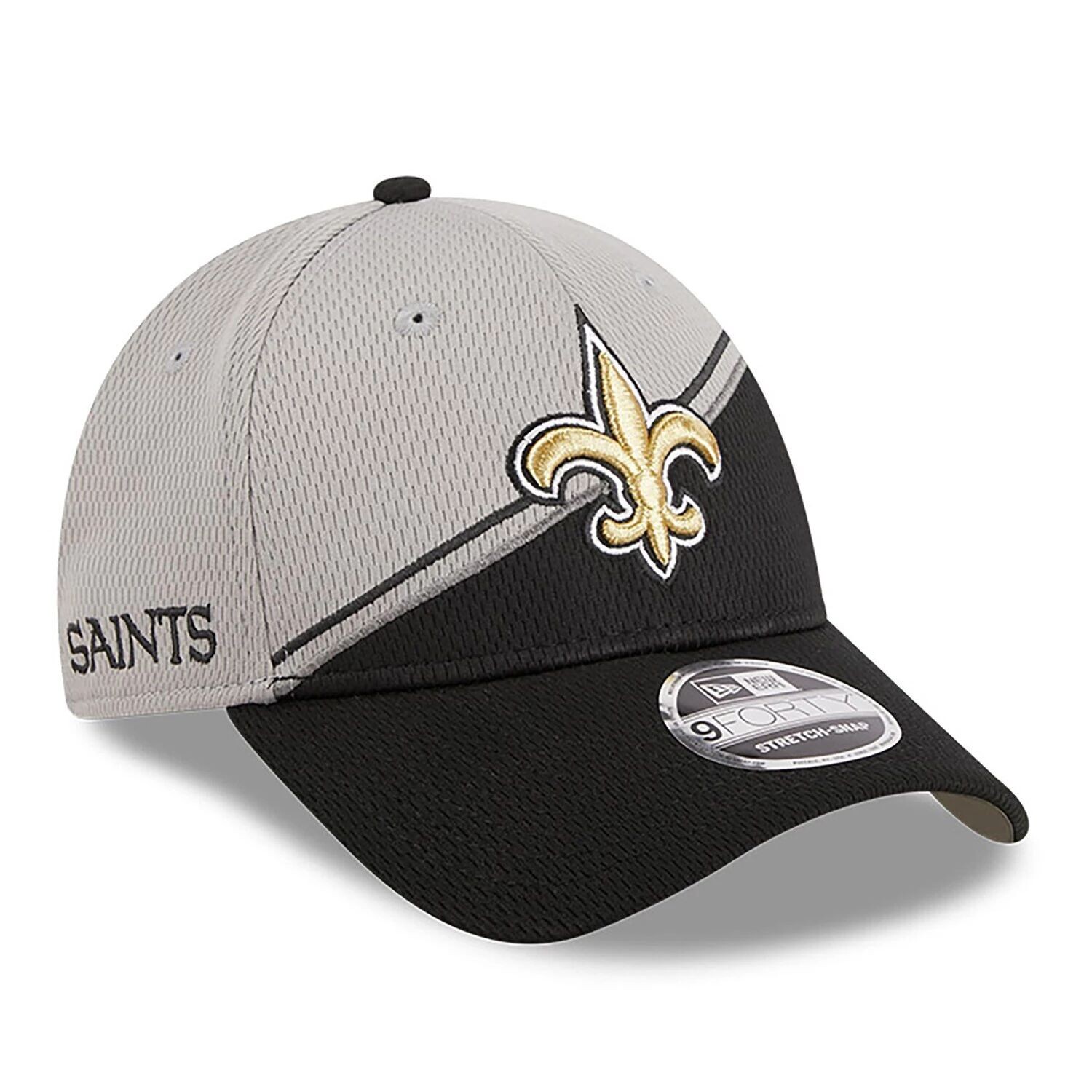 

Мужская регулируемая кепка New Era Grey/Black New Orleans Saints 2023 Sideline 9FORTY