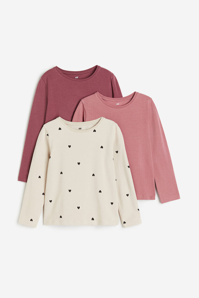 

Комплект из трех топов с длинными рукавами H&M, розовый