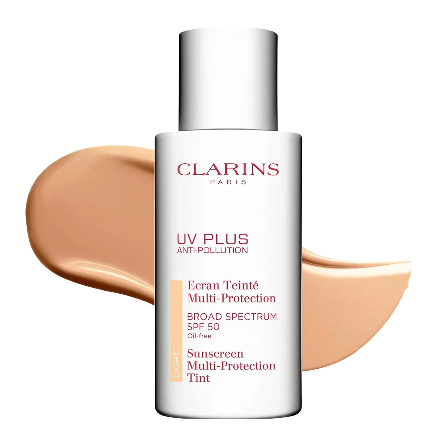 Clarins UV Plus Anti-Pollution, тонирующий солнцезащитный крем для лица широкого спектра SPF 50, легкий, без масла, тройная защита от UVA/UVB лучей, свободных радикалов и загрязнений, Light