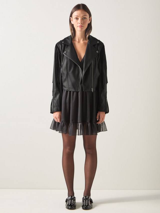 

LKB London Eliza байкерская куртка из искусственной кожи с бахромой L.K.Bennett, Black