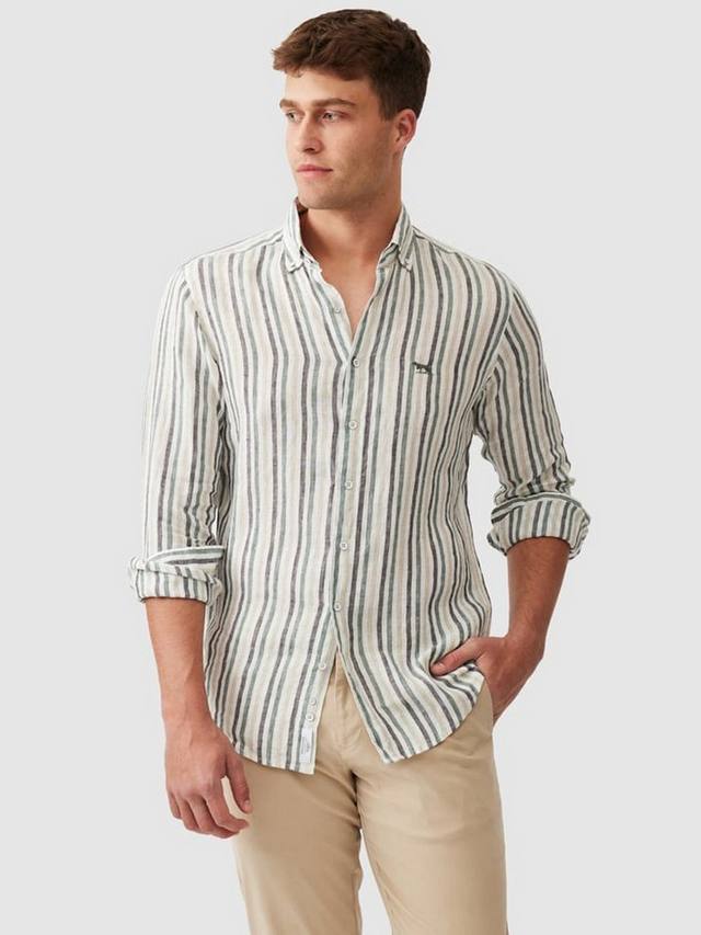 

Gimmerburn полоска лен Slim Fit рубашка с длинным рукавом Rodd & Gunn, Leaf