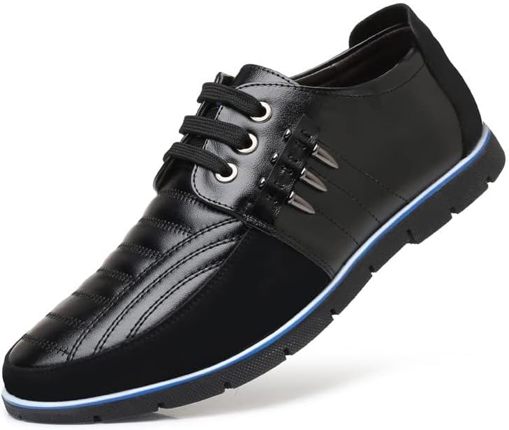 

Мужские дерби оксфорды на шнуровке с ортопедической стелькой, повседневные прогулочные туфли, противоскользящие, для офиса и работы, кожаные Boxpopla, черный