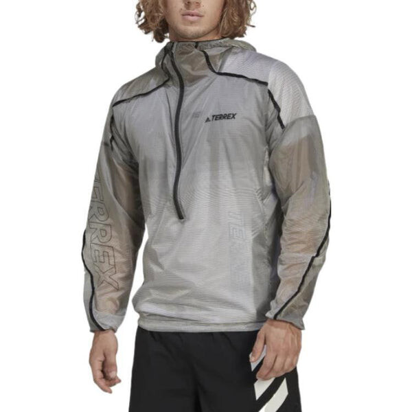 Куртка adidas Half Zipper Outdoor Sports hooded Windproof Jacket light grey, мультиколор — фото 2