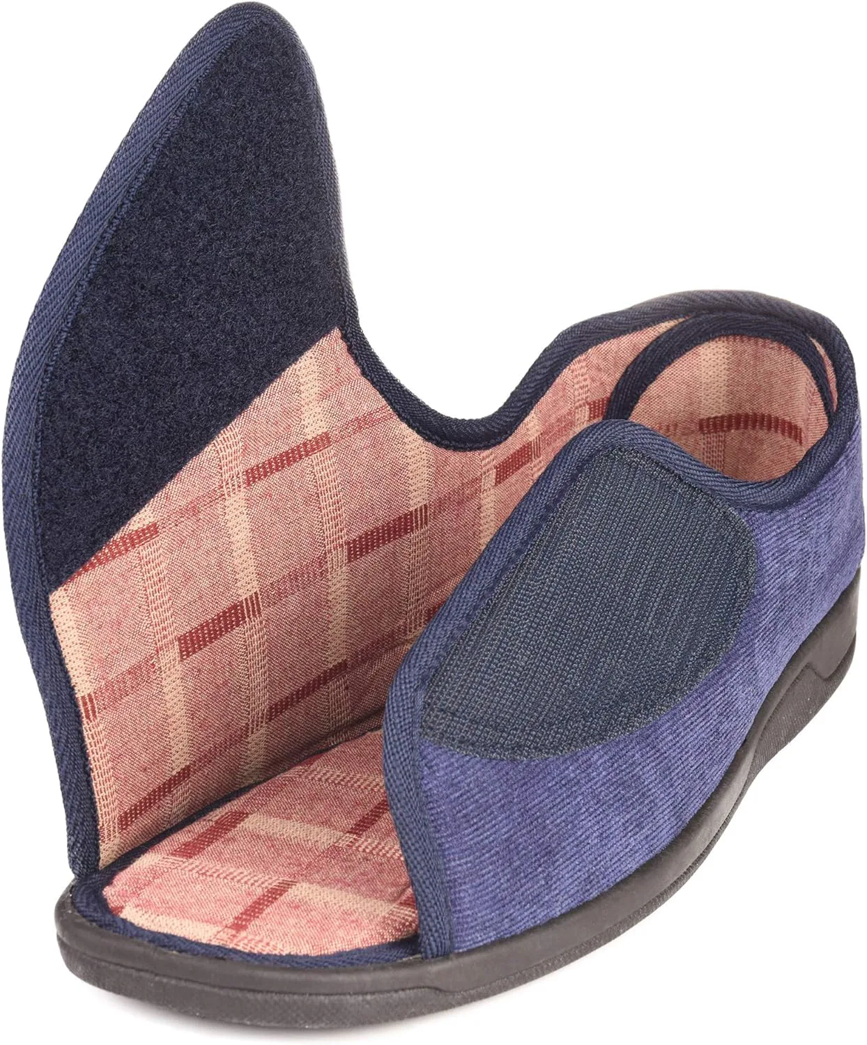 

Мужские широкие плюшевые домашние тапочки с памятью формы 80D для диабетиков, с регулируемыми застежками, широкой посадкой, теплым плюшевым флисом, для артрита, отеков и диабета, машинная стирка, с противоскользящей подошвой EUROPEAN SOFTEST, си...