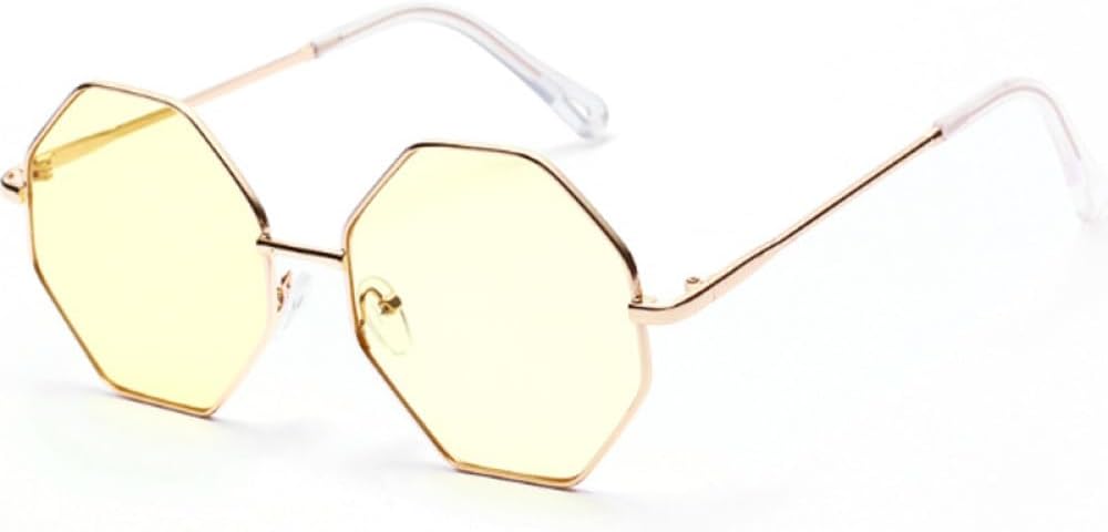 

Солнцезащитные очки Polygon для женщин, маленькая металлическая оправа, солнцезащитные очки для мужчин с защитой от УФ-излучения, модный аксессуар для очков generic, Gold Yellow