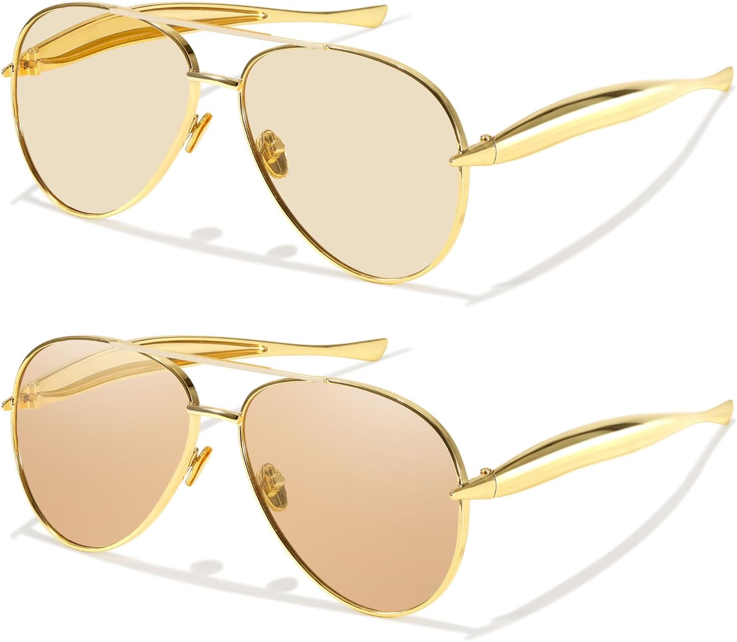 

Женские солнцезащитные очки-авиаторы, золотистые, поляризованные, модные, дизайнерские, с металлическими дужками, стильные, модель 2025 года DreamCalf, A05- Gold/Red+gold/Champagne