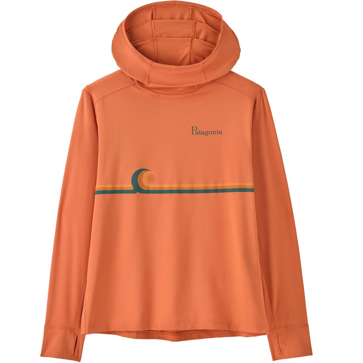 

Капиленовый шелковистый худи — детский Patagonia, цвет swelldrifter stripe: rock melon