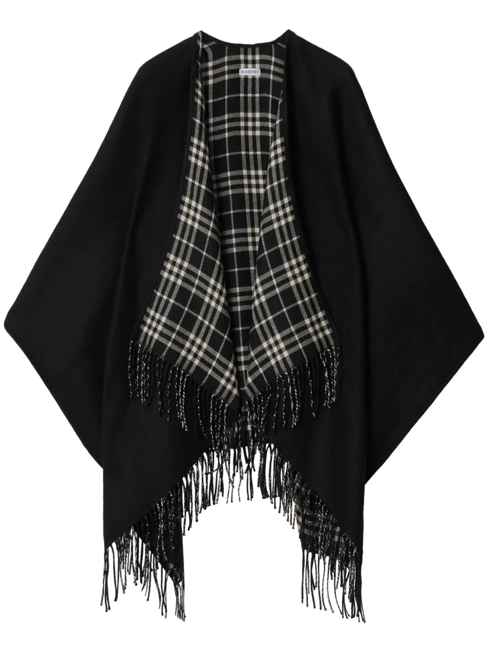 

Шерстяной кейп в клетку BURBERRY, черный