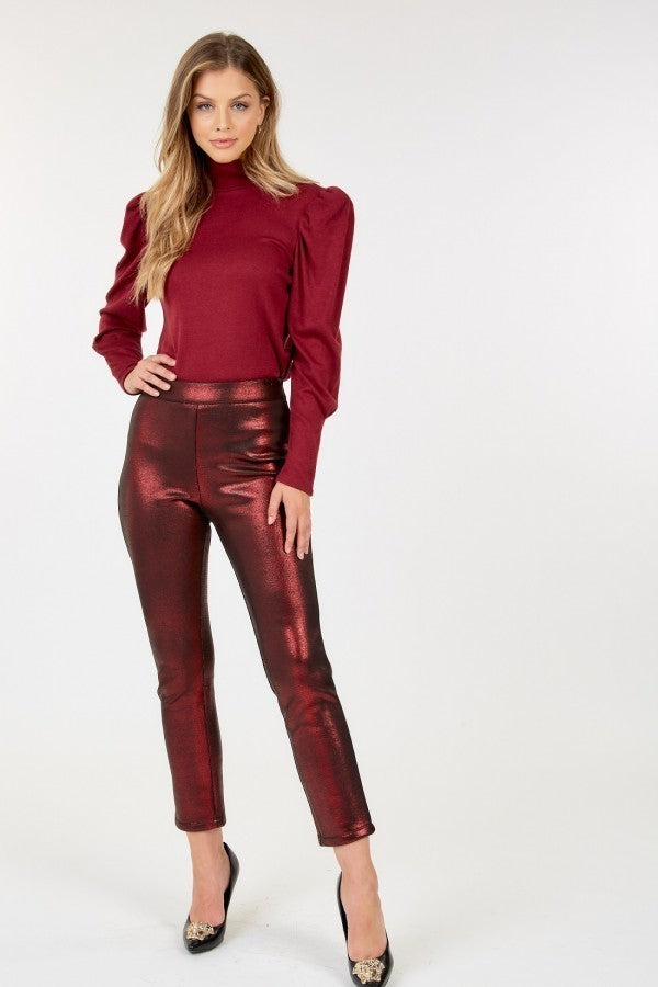 

FASHNZFAB Виниловые штаны до щиколотки из кожи животных, цвет burgundy