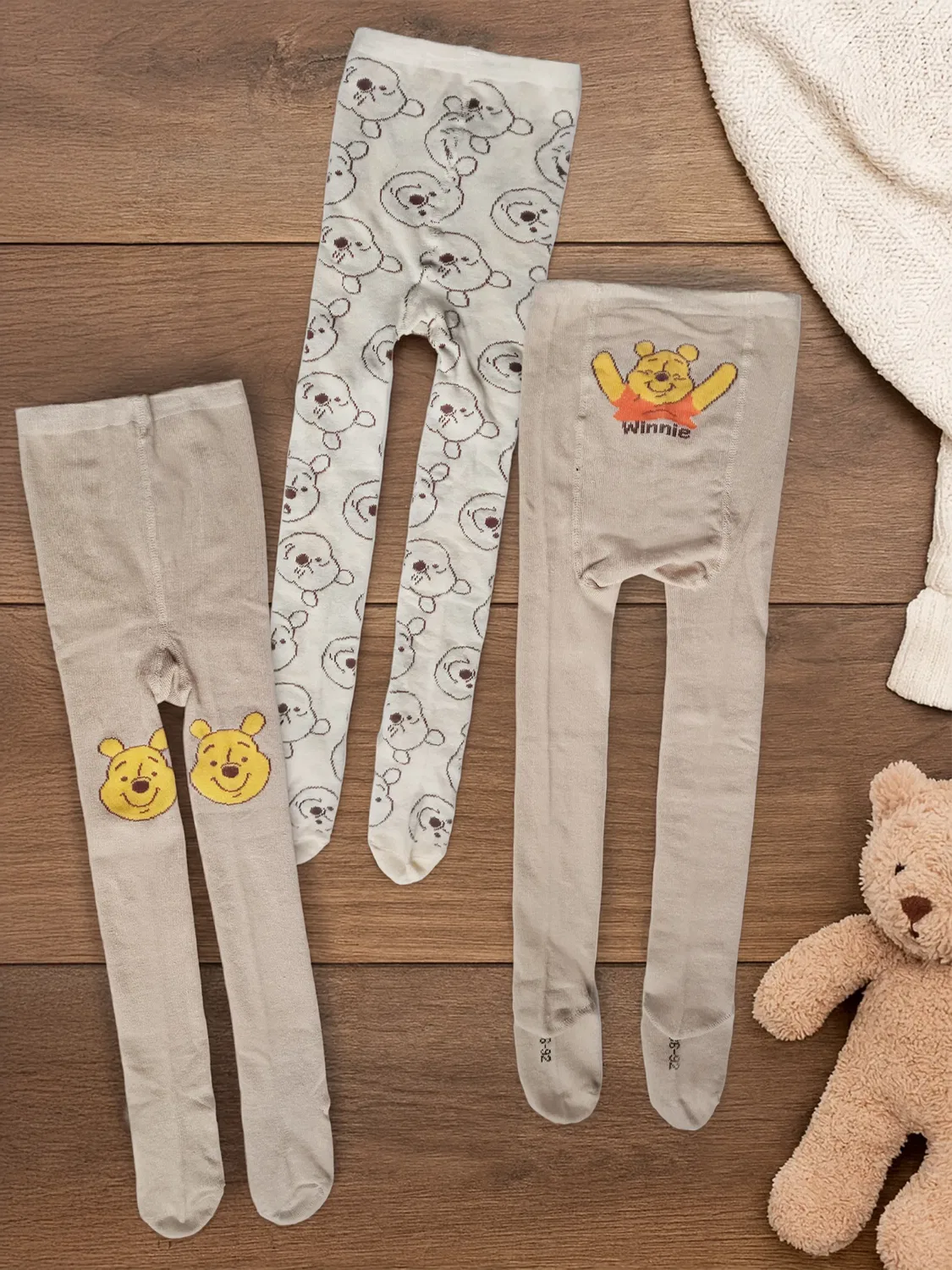 Колготки детские с принтом Winnie Pooh, Disney, бежевый — фото 2