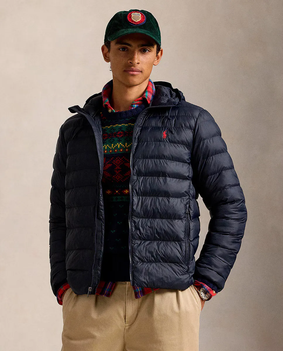 

Мужской пуховик с капюшоном Polo Ralph Lauren, темно-синий