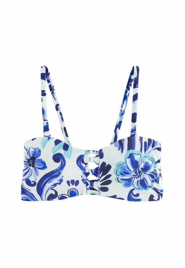 Топ-бандо Next, Regular fit non wired bandeau bikini top, бело-голубой фарфор