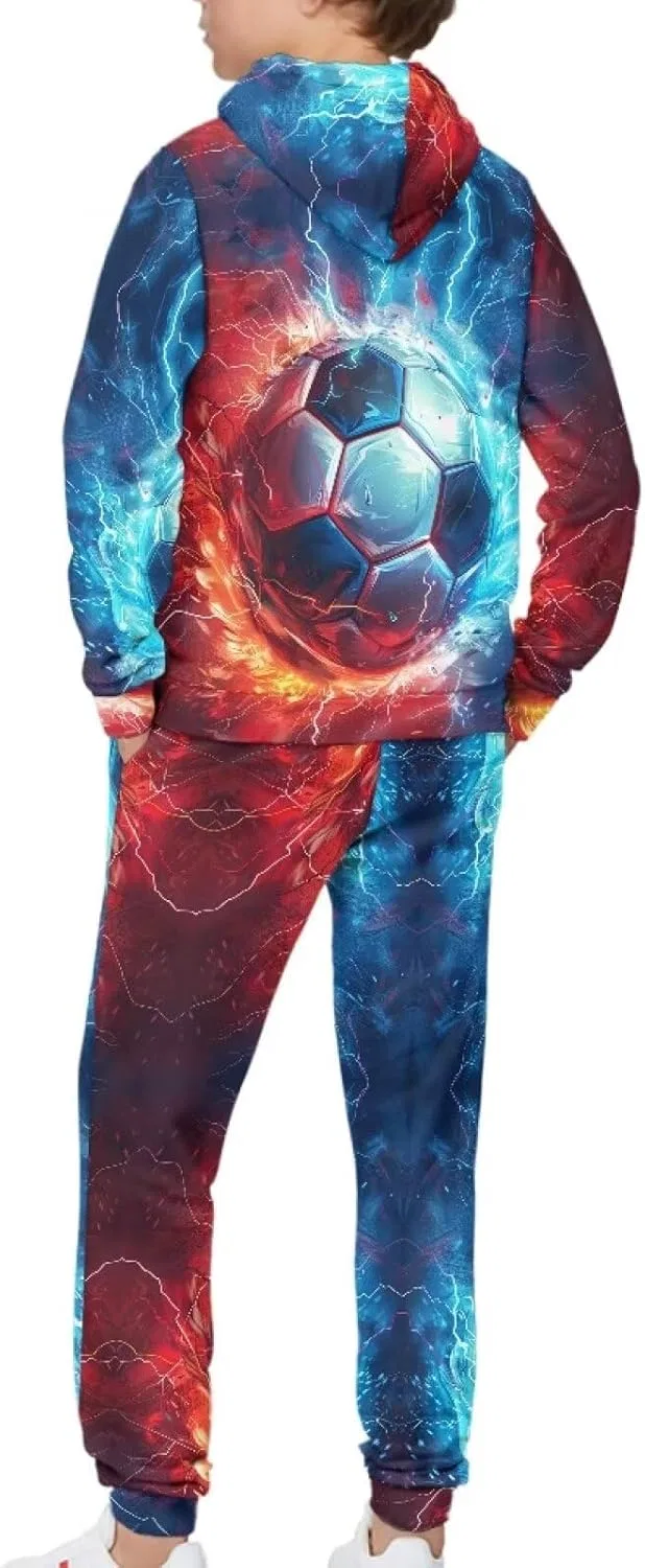 Детский спортивный костюм с принтом, Fire Water Soccer Patternsssss — фото 2