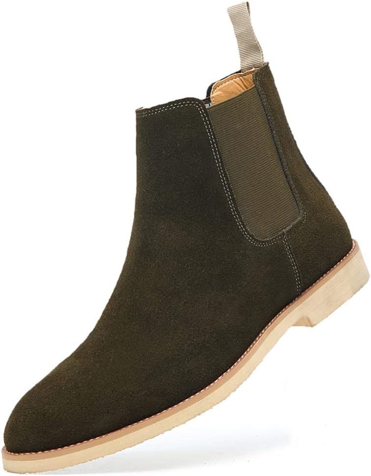 

Мужские кожаные челси Santimon - повседневные и нарядные ботинки на низком каблуке, зеленый