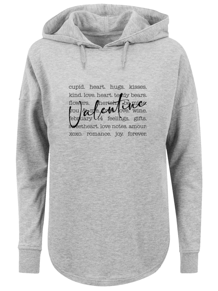 

Толстовка большого размера с принтом Валентинное сердце, объятия, поцелуи, любовь, цветы, радость серого цвета F4NT4STIC